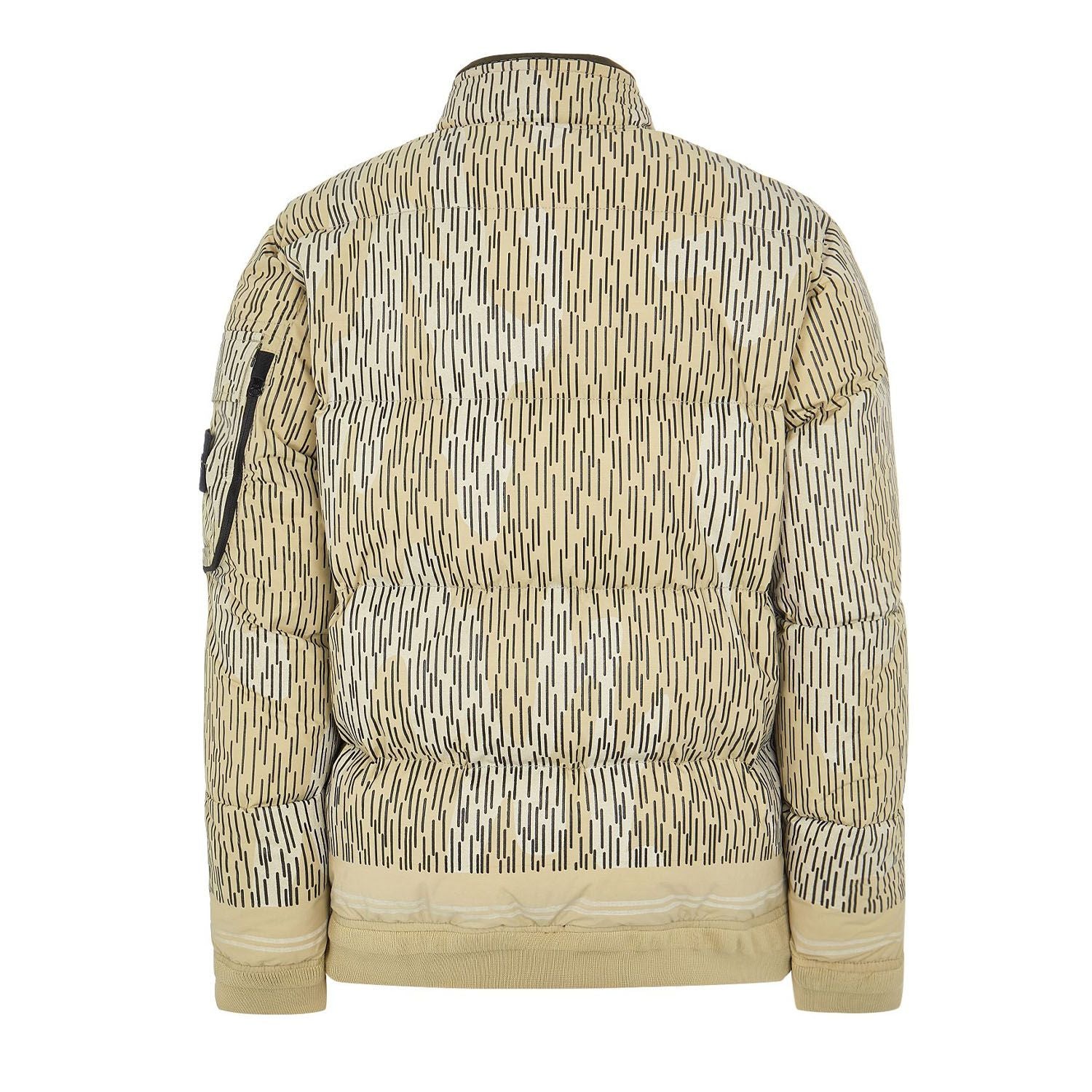 STONE ISLAND SHADOW PROJECT KHAKI BLACK STRIPED NYLON DOWN JACKET