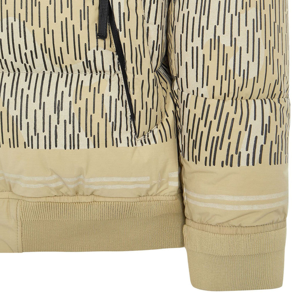 STONE ISLAND SHADOW PROJECT KHAKI BLACK STRIPED NYLON DOWN JACKET