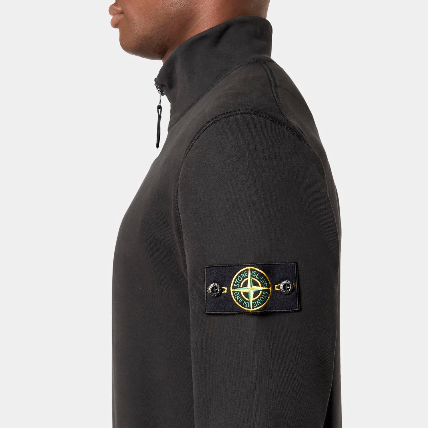 STONE ISLAND ZIP SWEATSHIRT IN BLACK