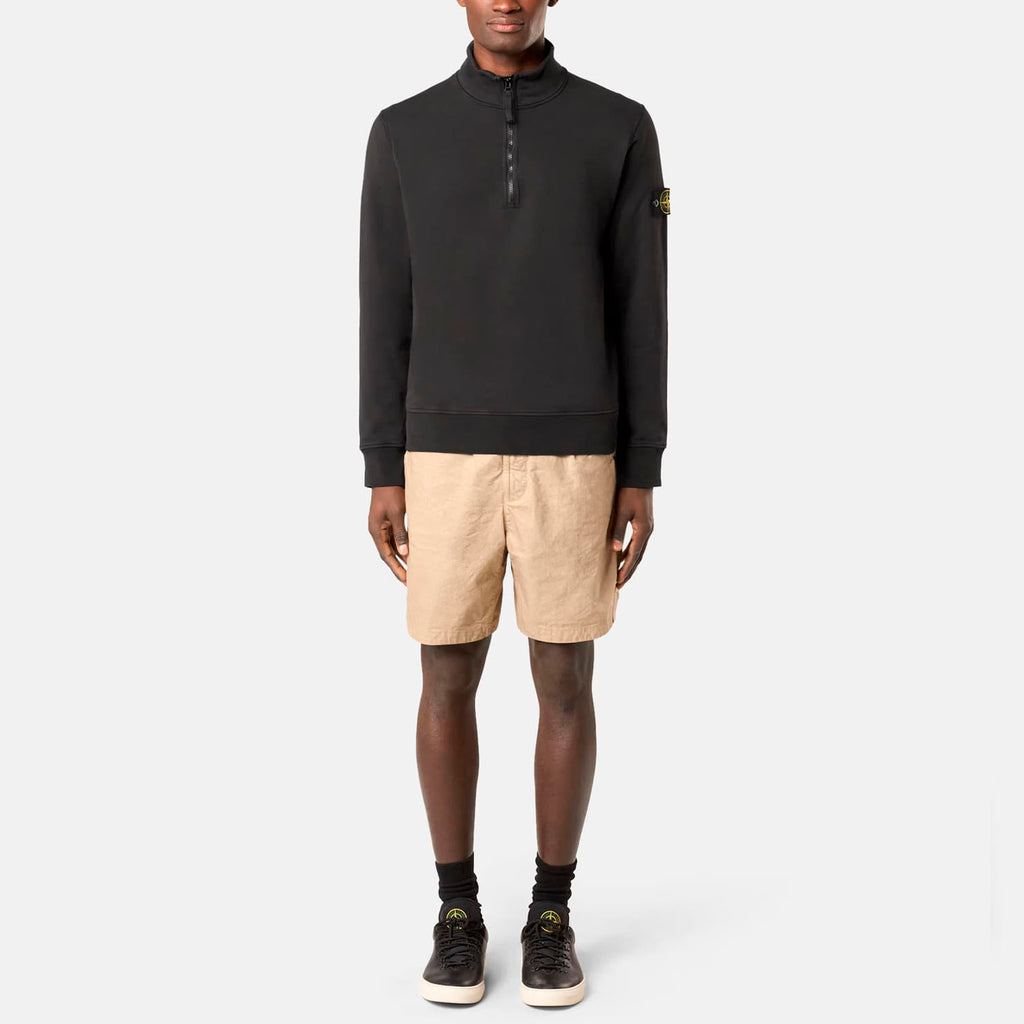 STONE ISLAND ZIP SWEATSHIRT IN BLACK