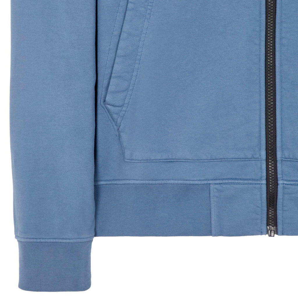 STONE ISLAND ZIP-UP HOODIE IN LIGHT BLUE
