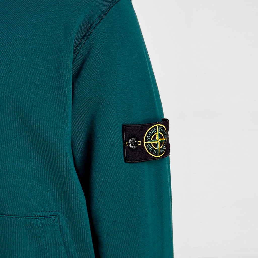 STONE ISLAND ZIP-UP HOODIE IN DARK GREEN