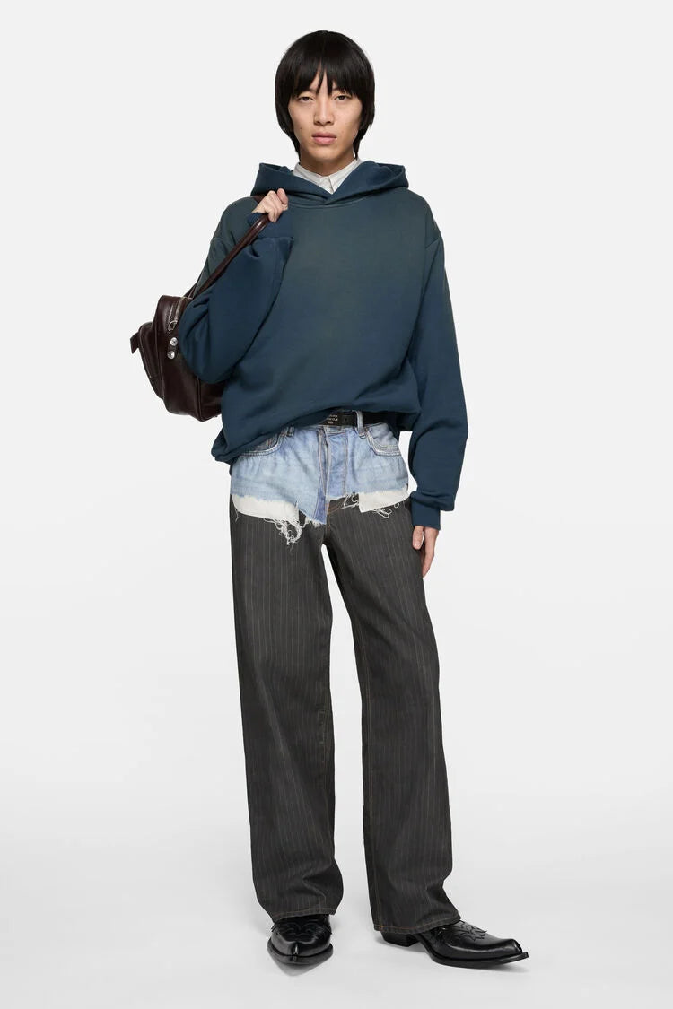 ACNE STUDIOS FLEECE LOGO HOODIE IN DEEP BLUE