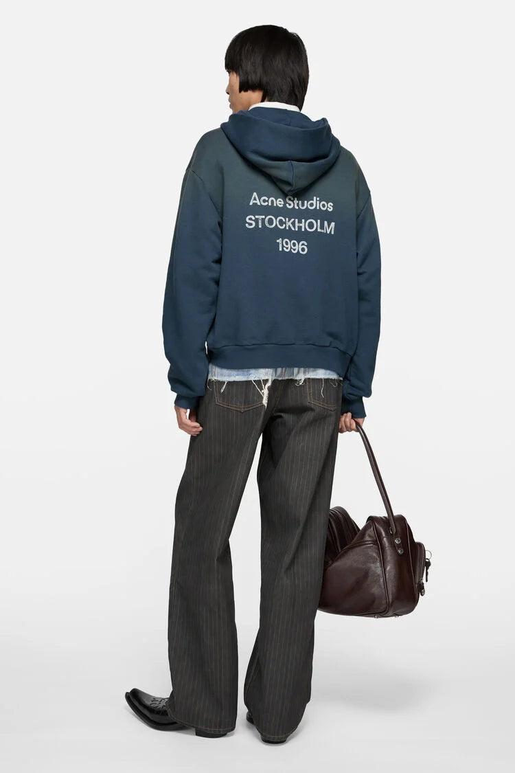 ACNE STUDIOS FLEECE LOGO HOODIE IN DEEP BLUE