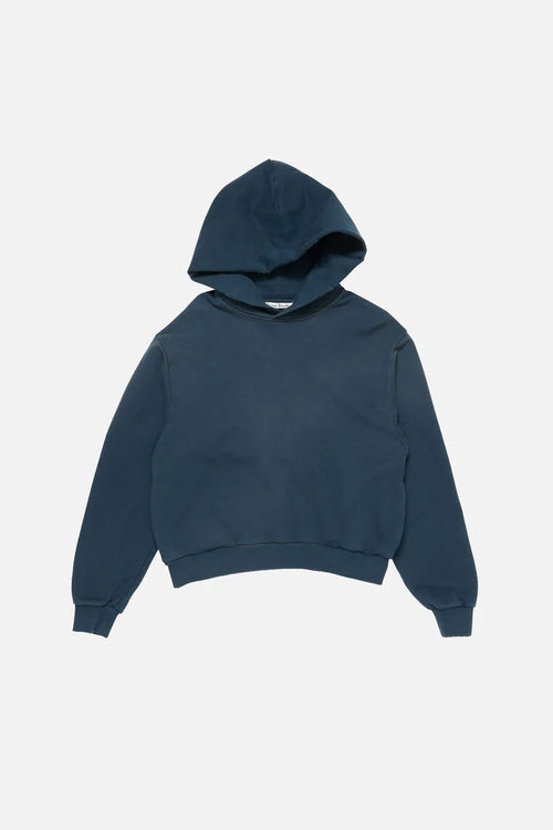 ACNE STUDIOS FLEECE LOGO HOODIE IN DEEP BLUE