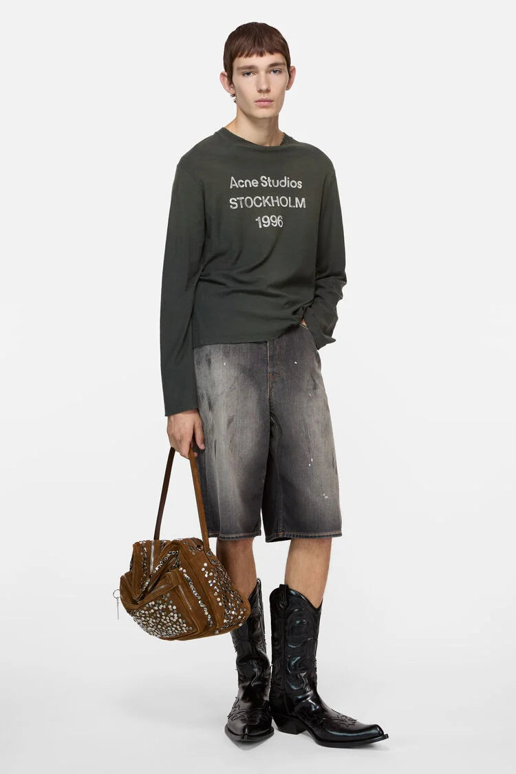 ACNE STUDIOS SPRAYED 1996 LOGO LONGSLEEVE IN BLACK