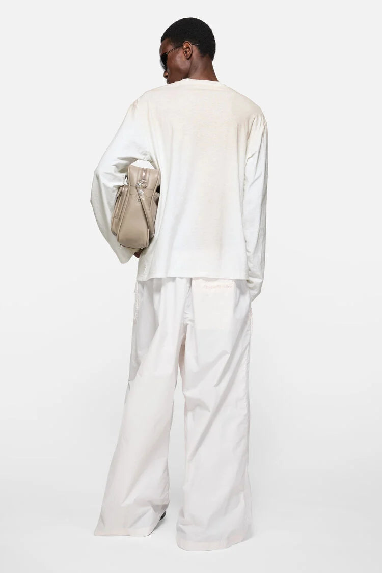 ACNE STUDIOS SPRAYED 1996 LOGO LONGSLEEVE IN DUSTY WHITE