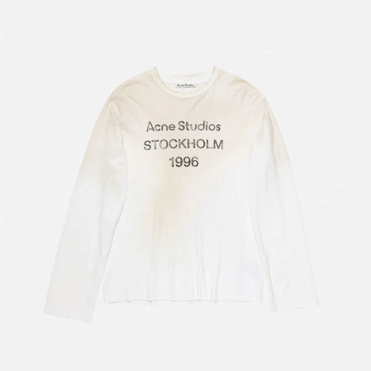 ACNE STUDIOS SPRAYED 1996 LOGO LONGSLEEVE IN DUSTY WHITE