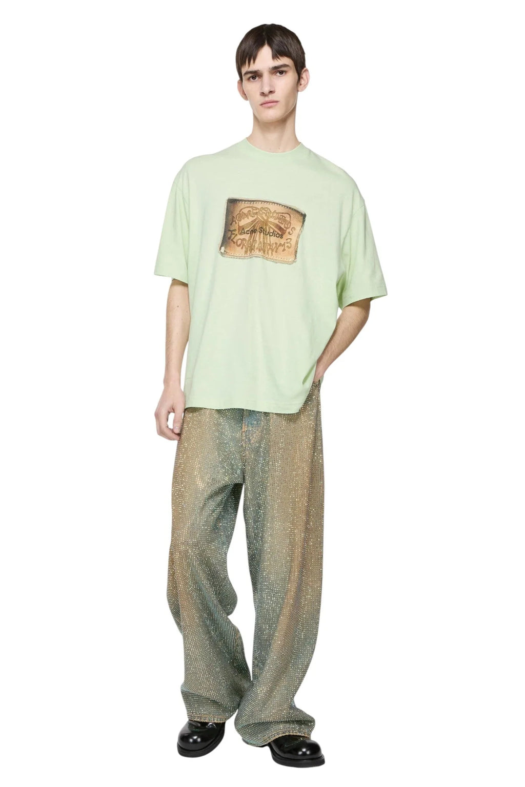 ACNE STUDIOS FLORAGATAN 13 LOGO T-SHIRT PISTACHIO GREEN