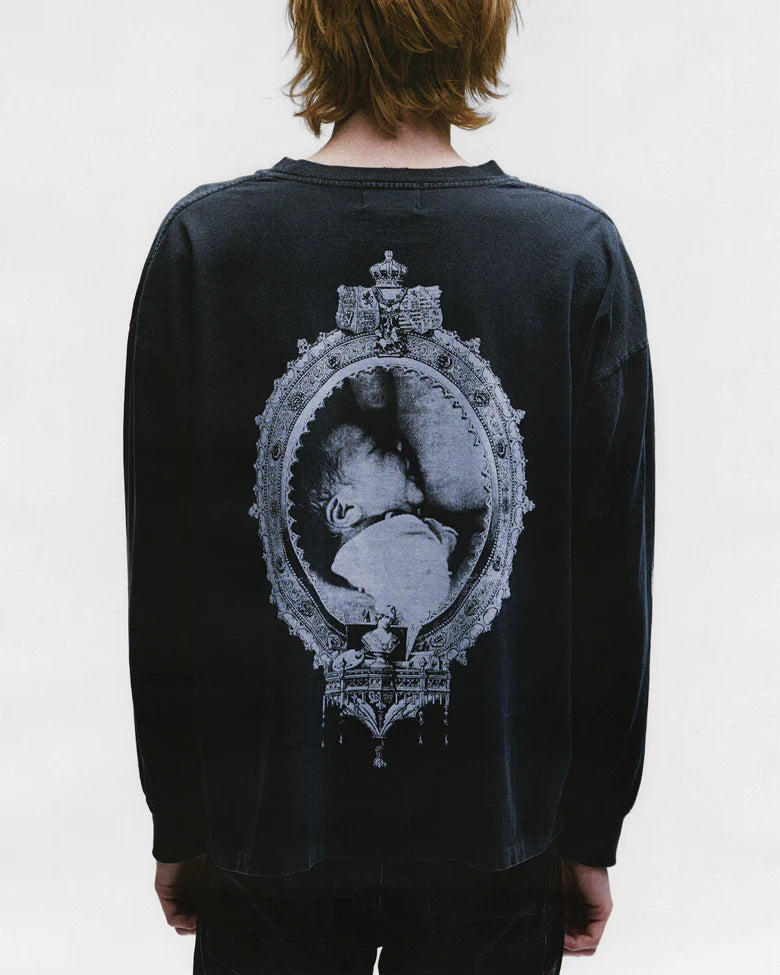 ENFANTS RICHES DÉPRIMÉS THE LATENCY LS T-SHIRT IN ANTIQUE BLACK WITH PAINT