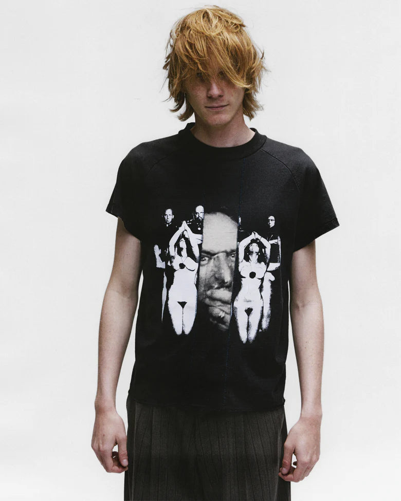 ENFANTS RICHES DÉPRIMÉS ANTON/HOPPER ASSEMBLAGE RAGLAN T-SHIRT IN FADED BLACK