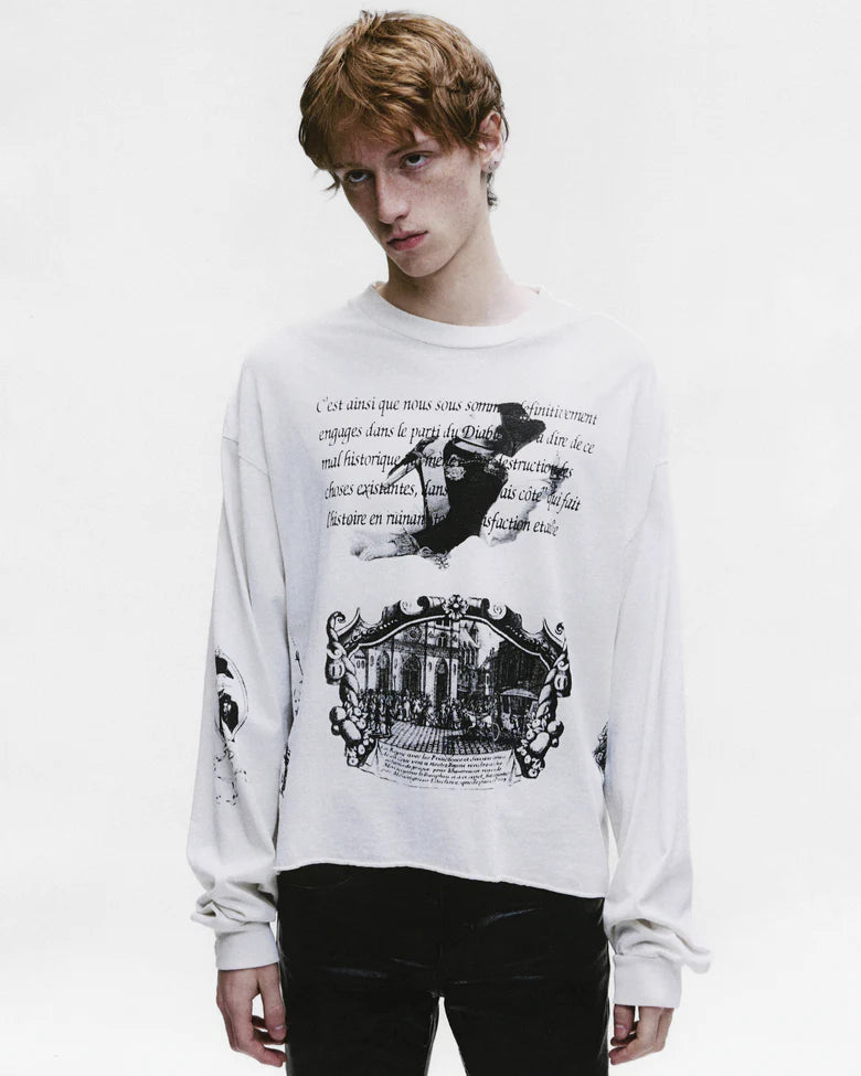 ENFANTS RICHES DÉPRIMÉS NAPOLEON LS T-SHIRT IN FADED WHITE