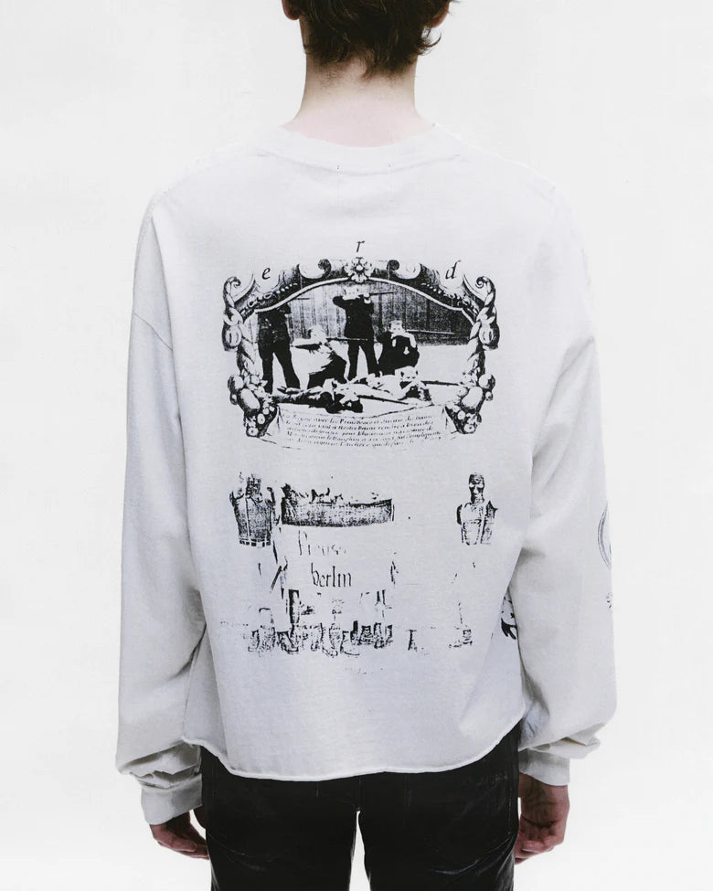 ENFANTS RICHES DÉPRIMÉS NAPOLEON LS T-SHIRT IN FADED WHITE