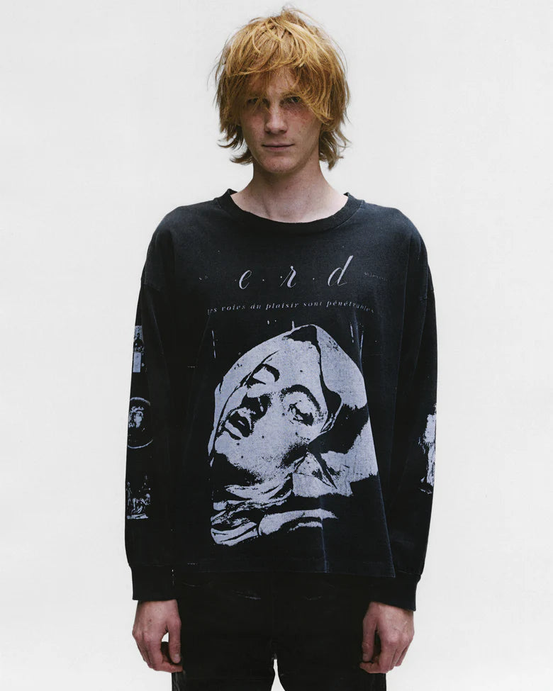 ENFANTS RICHES DÉPRIMÉS THE LATENCY LS T-SHIRT IN ANTIQUE BLACK WITH PAINT