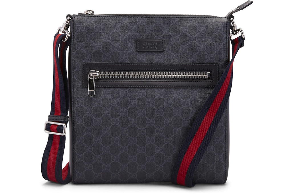 GUCCI X SUPREME GG MESSENGER BAG IN BLACK/GREY