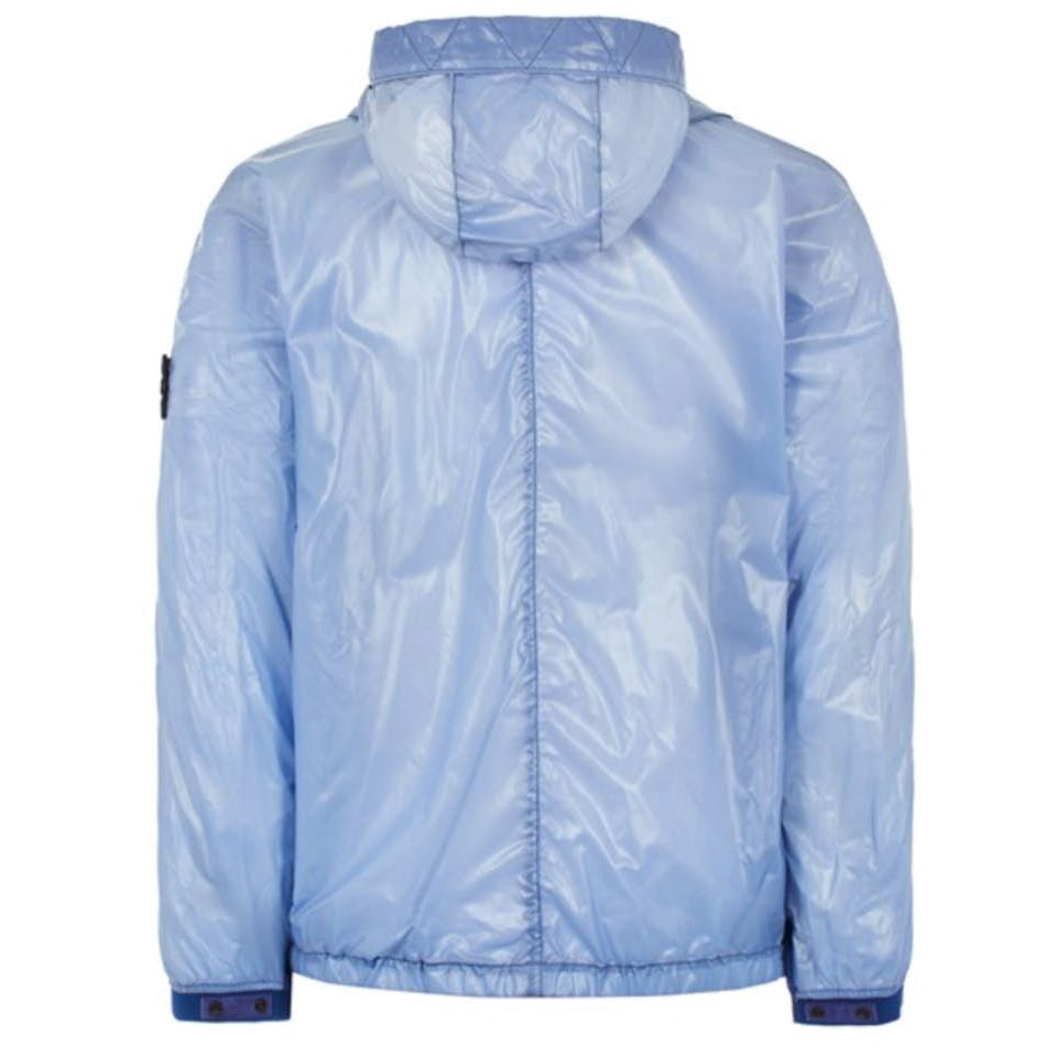 STONE ISLAND HEAT REACTIVE LAMY COTTON LINEN TELA JACKET IN BLUE