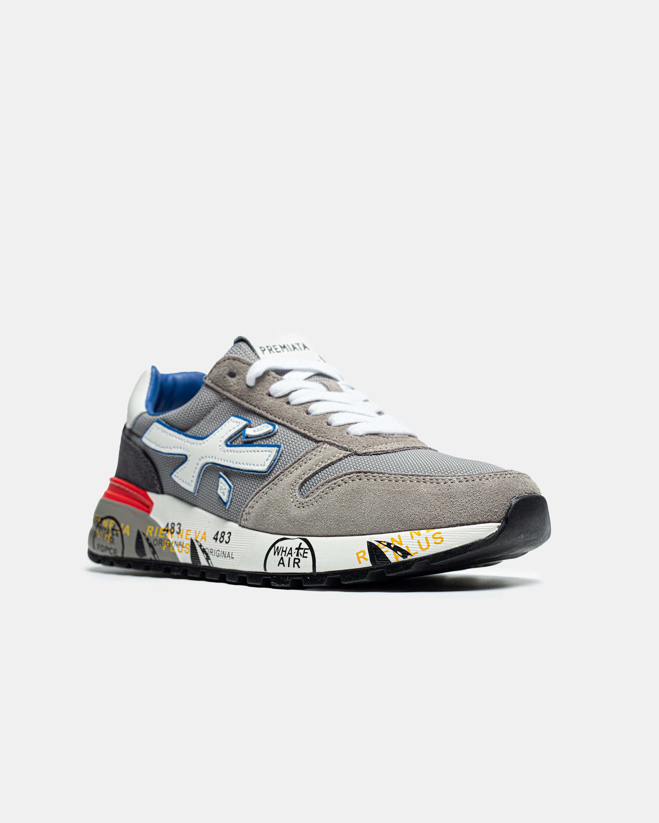 PREMIATA MICK SNEAKER IN GREY/BLUE/RED