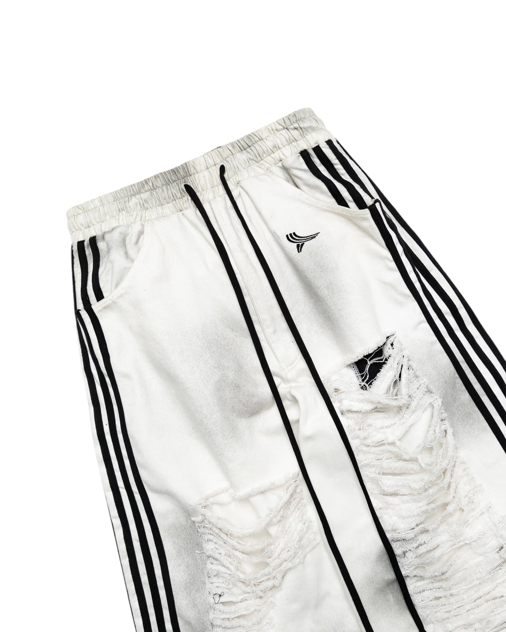 YORI SPORT DIRTY WASH LOGO 5-STRIPE DENIM IN "DIRTY" WASH