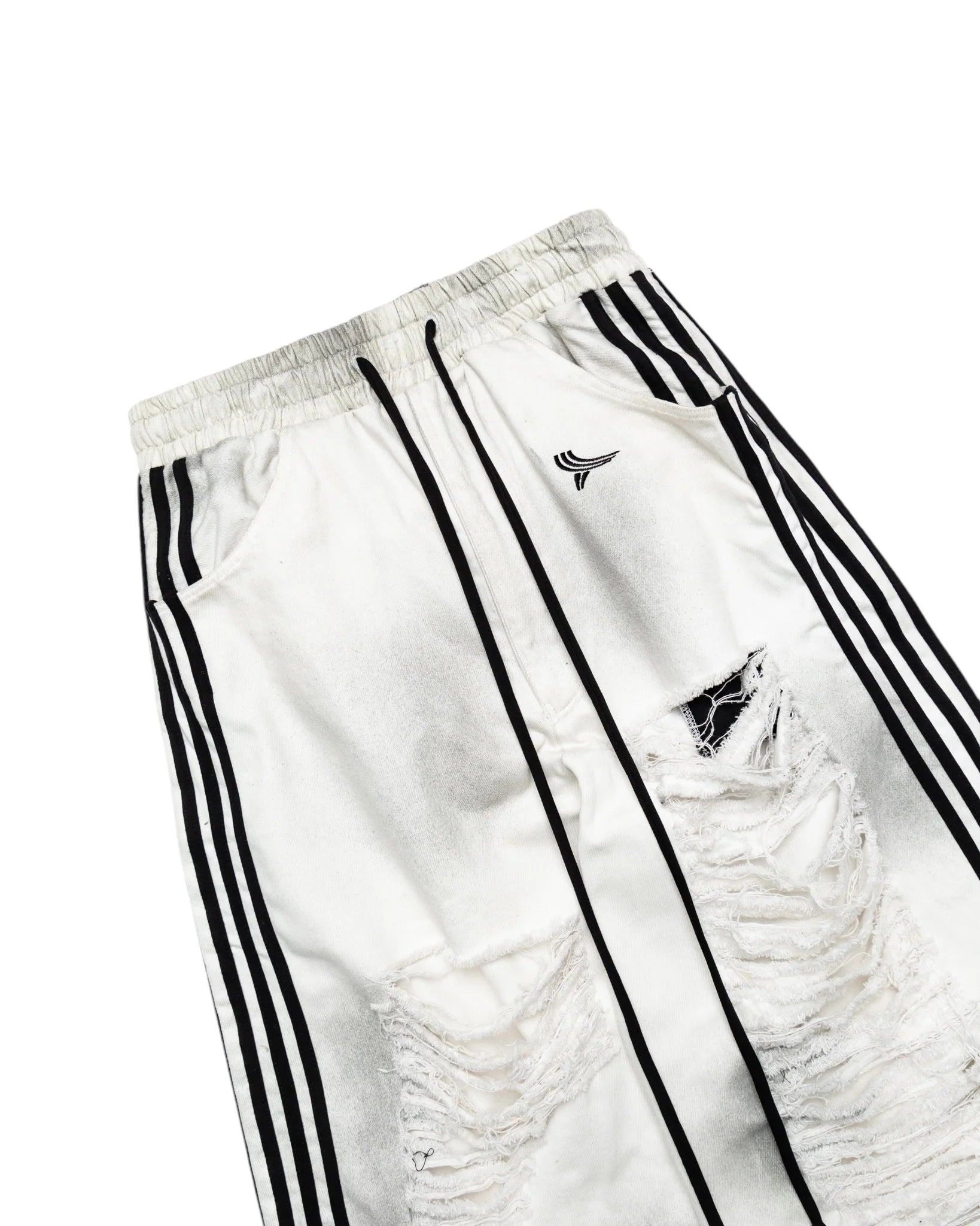YORI SPORT DIRTY WASH LOGO 5-STRIPE DENIM IN "DIRTY" WASH