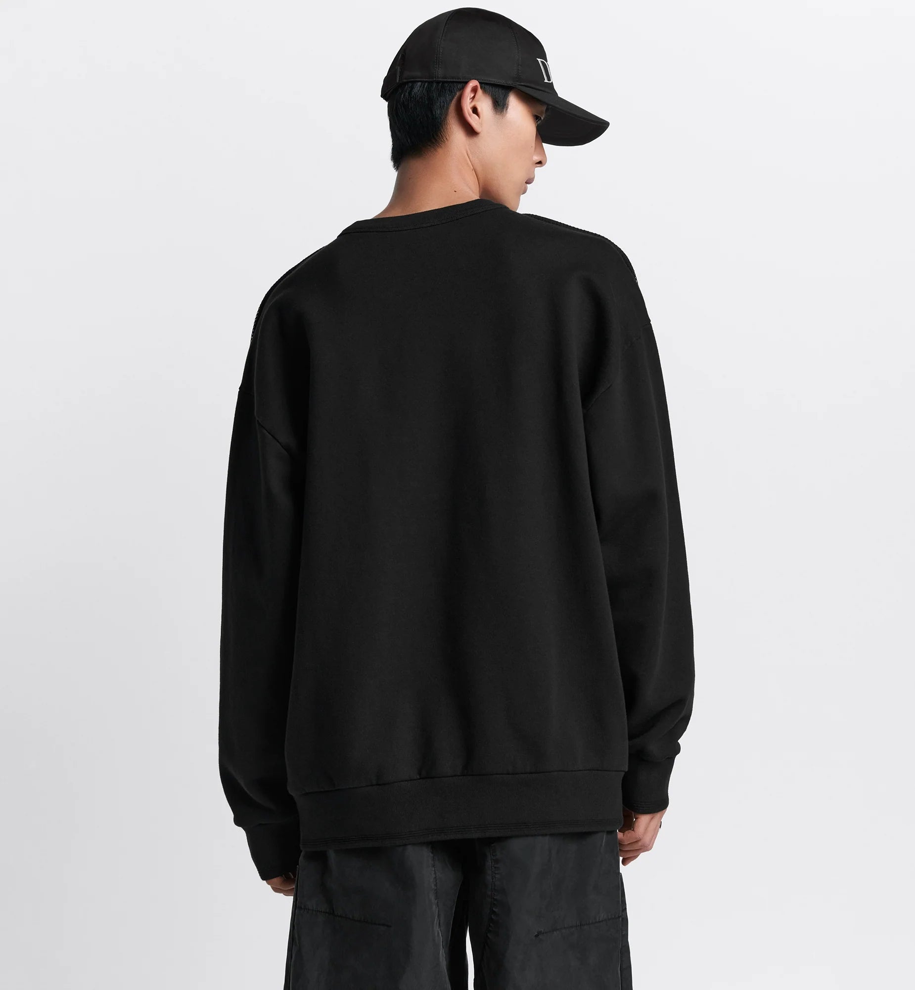 STONE ISLAND X DIOR COTTON FLEECE SWEATSHIRT BLACK