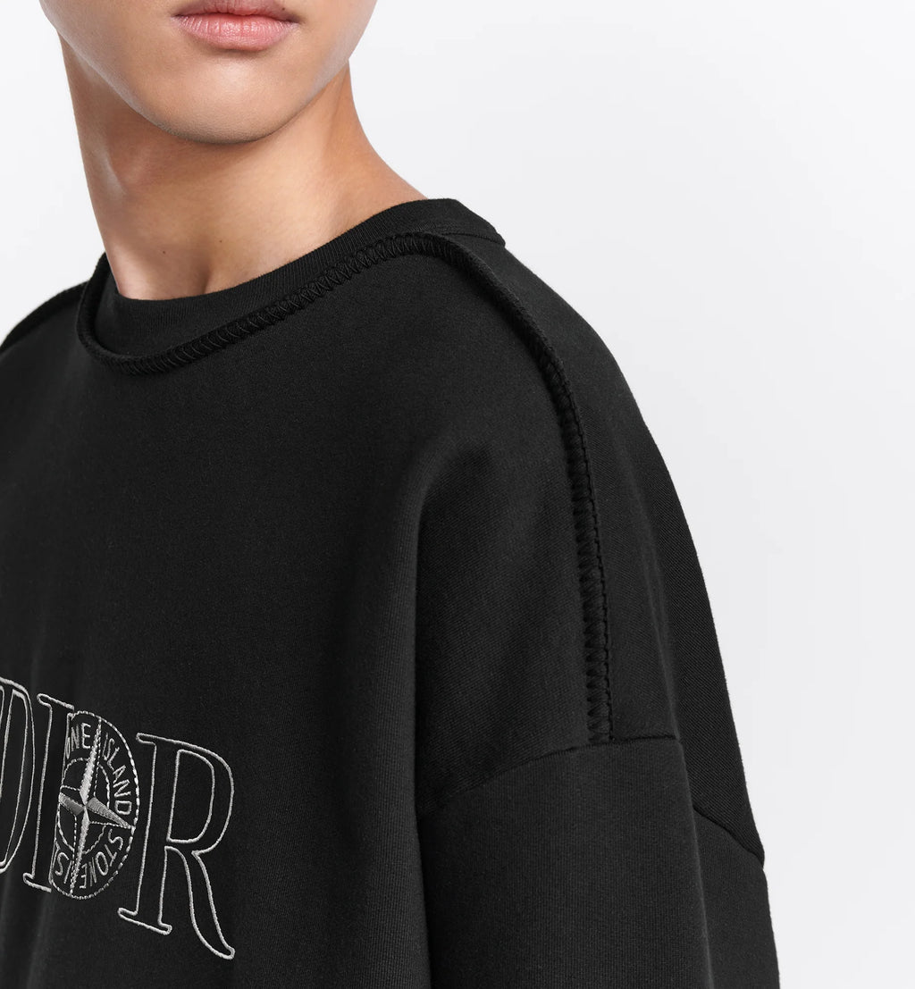 STONE ISLAND X DIOR COTTON FLEECE SWEATSHIRT BLACK