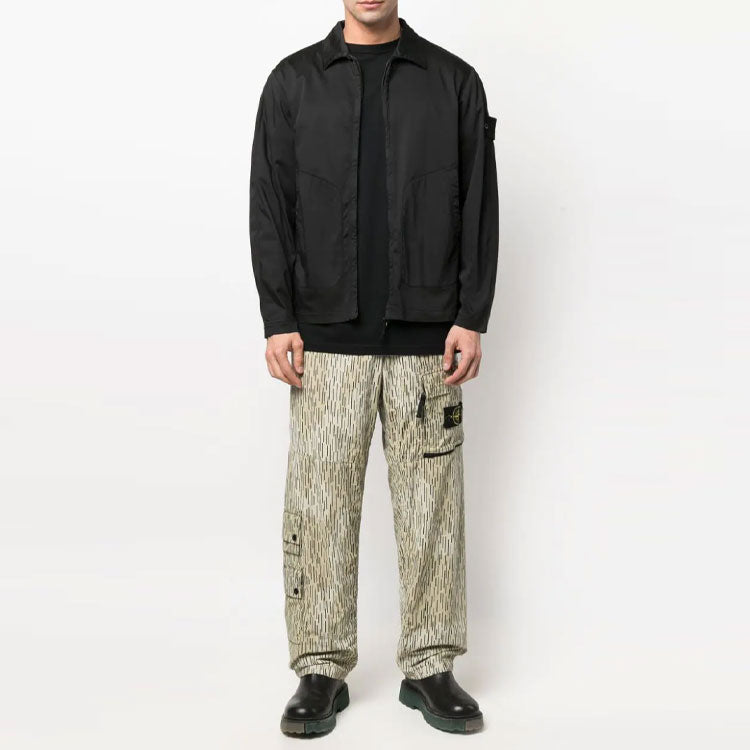 STONE ISLAND GHOST PIECES OVERSHIRT IN BLACK