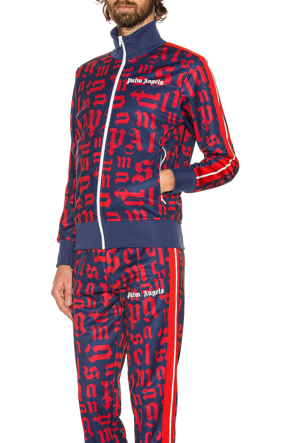 PALM ANGELS TRACK JACKET IN BLUE/RED