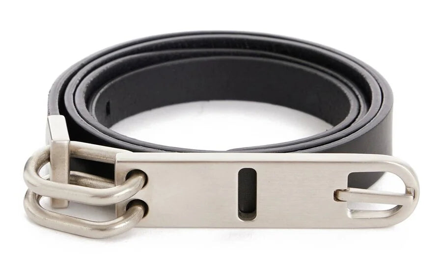 RICK OWENS FW25 TOWER TONGUE BELT IN BLACK GROPPONE COW LEATHER