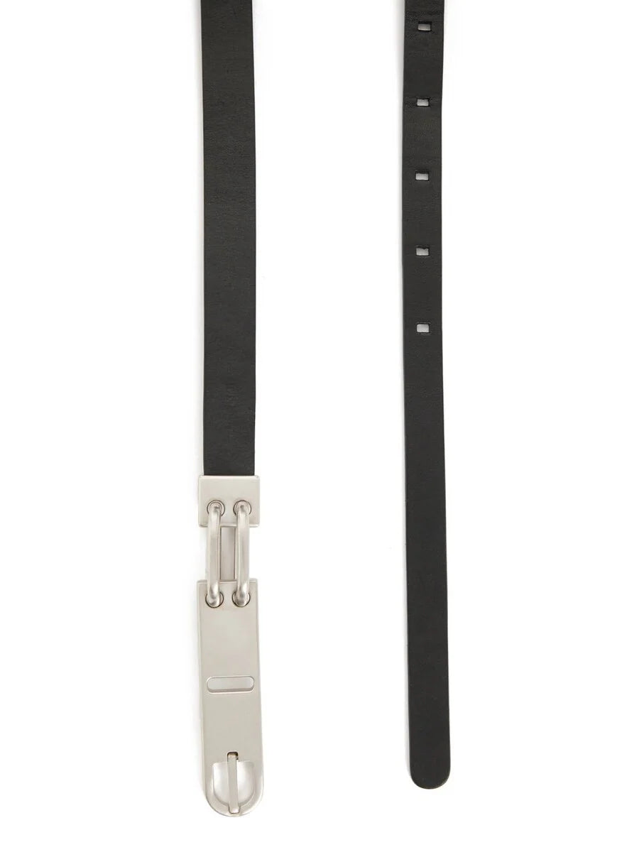 RICK OWENS FW25 TOWER TONGUE BELT IN BLACK GROPPONE COW LEATHER