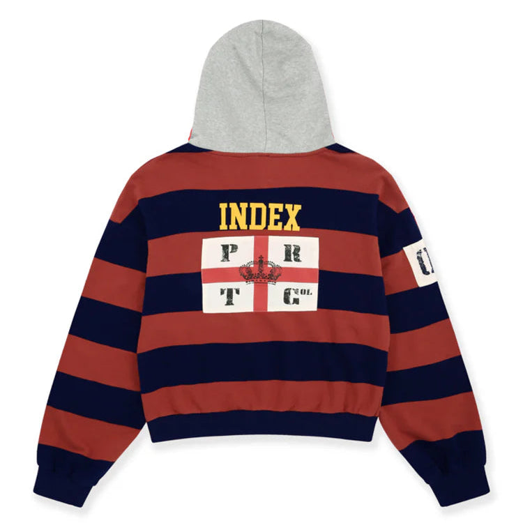 PROTOCOL INDEX FW 25 STRIPE POLO HOODIE IN RED