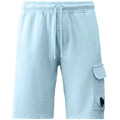 C.P.COMPANY LIGHT FLEECE UTILITY SHORTS - SKY BLUE