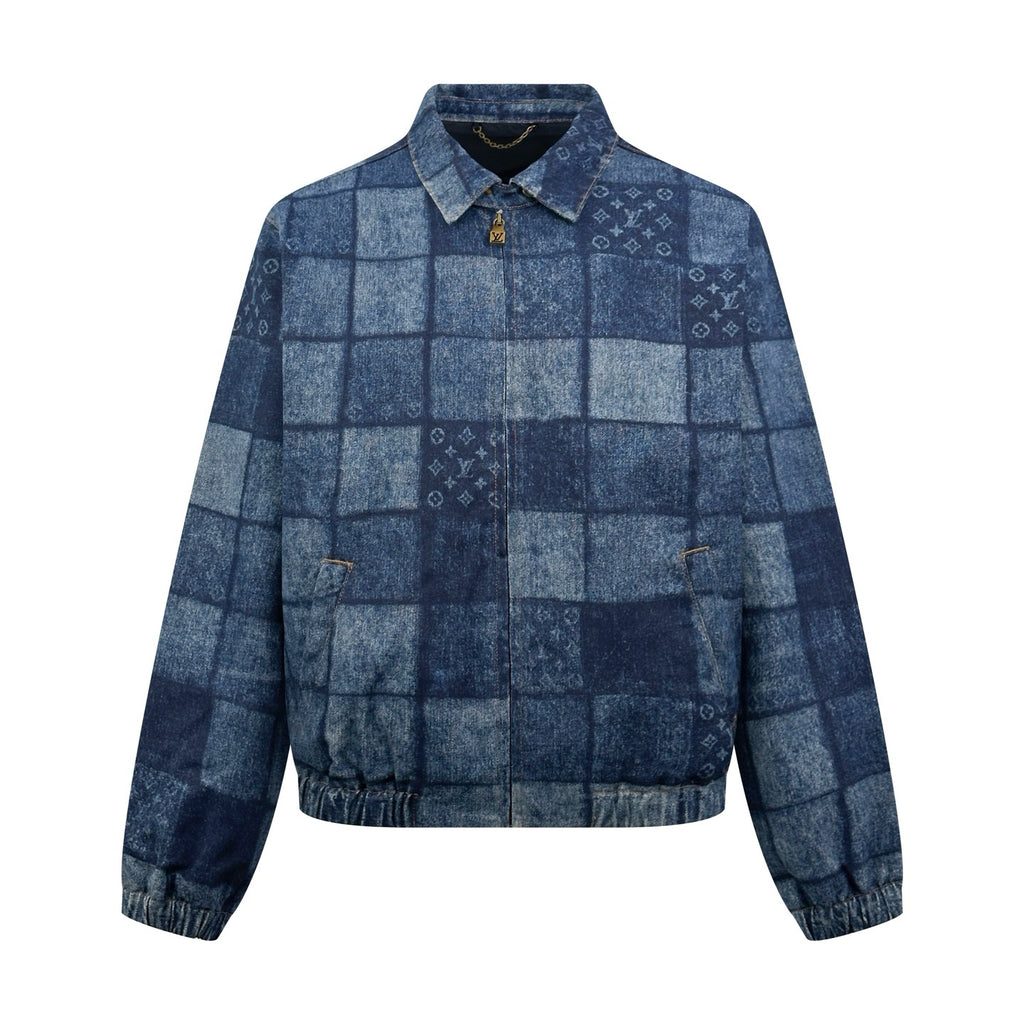 LOUIS VUITTON LASERED SIGNATURE PATCHWORK DENIM BLOUSON