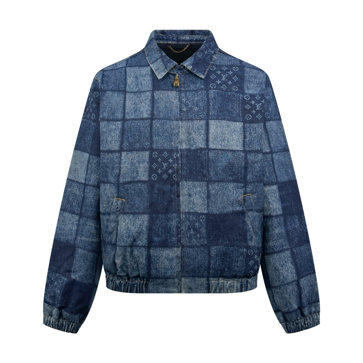 LOUIS VUITTON LASERED SIGNATURE PATCHWORK DENIM BLOUSON