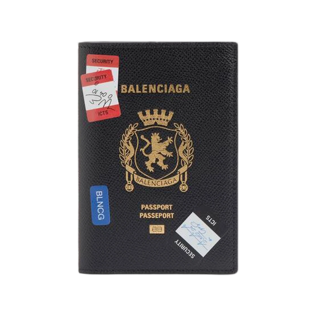 BALENCIAGA PASSPORT HOLDER IN BLACK MULTICOLOR