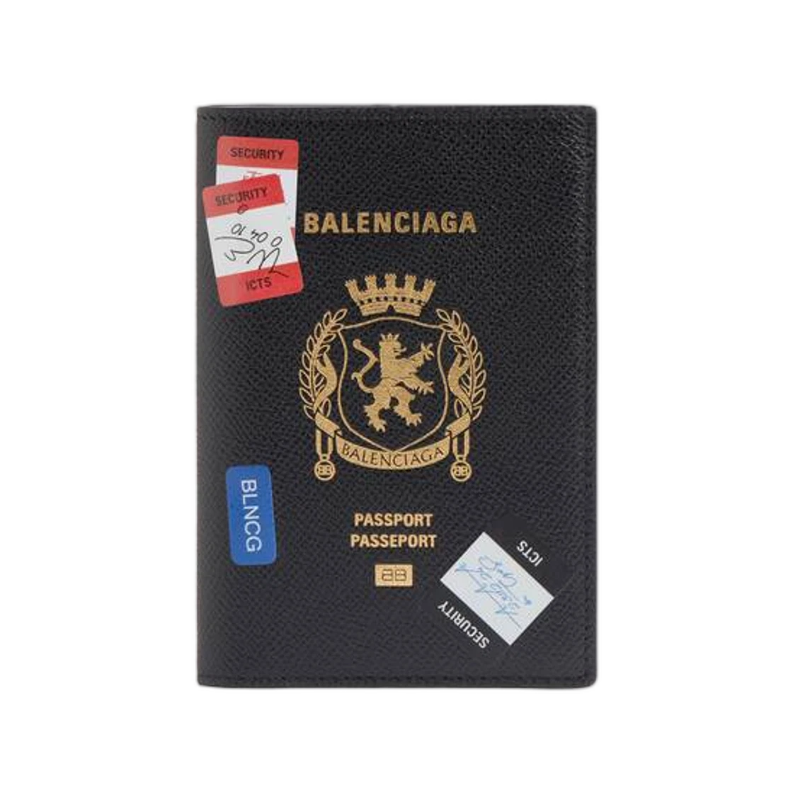 BALENCIAGA PASSPORT HOLDER IN BLACK MULTICOLOR