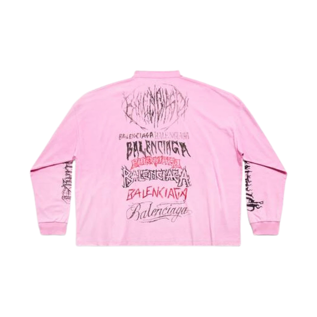 BALENCIAGA DIY METAL LONG SLEEVE T-SHIRT MEDIUM FIT IN PINK BLACK RED