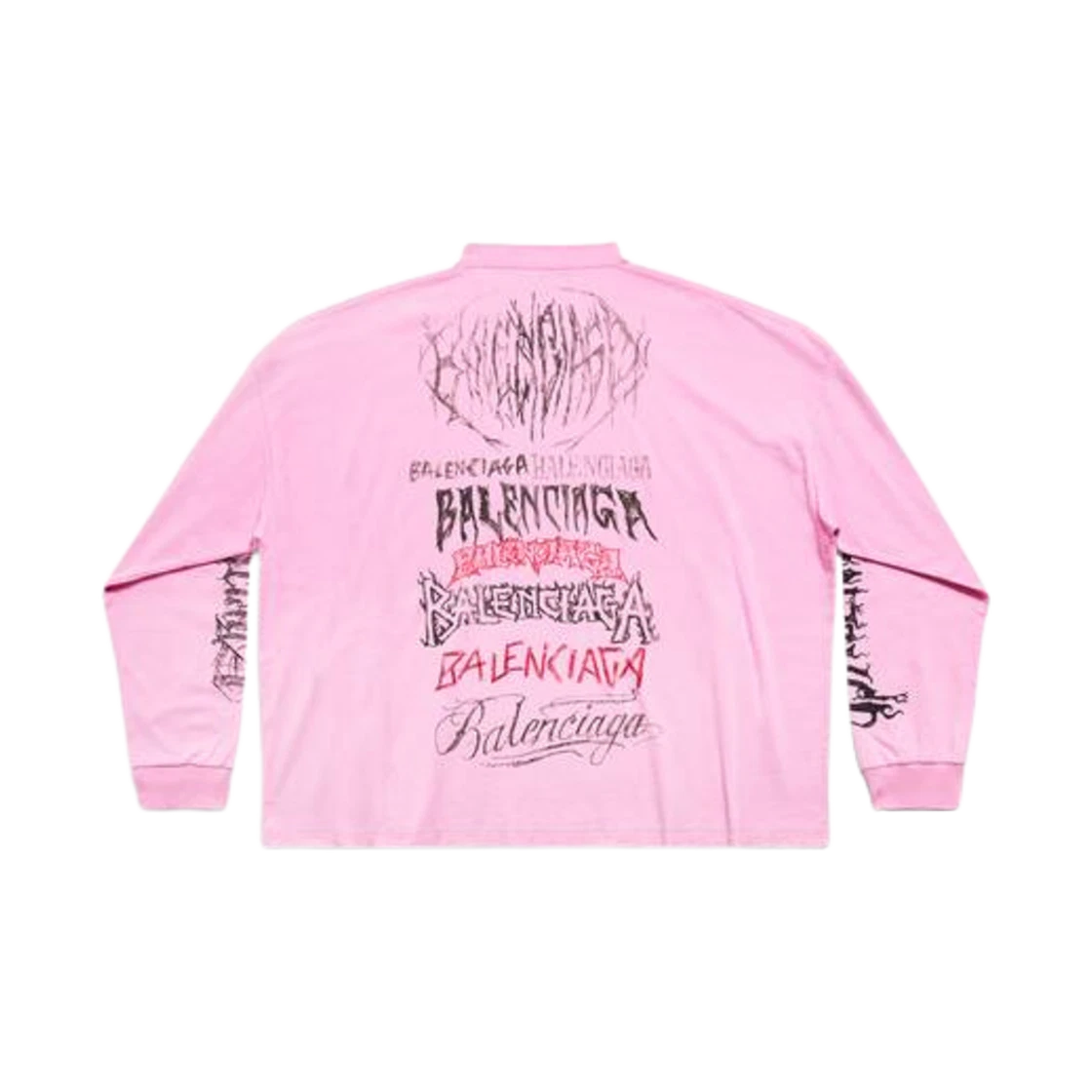 BALENCIAGA DIY METAL LONG SLEEVE T-SHIRT MEDIUM FIT IN PINK BLACK RED
