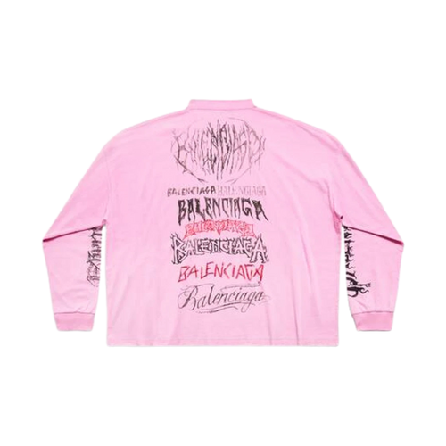 BALENCIAGA DIY METAL LONG SLEEVE T-SHIRT MEDIUM FIT IN PINK BLACK RED