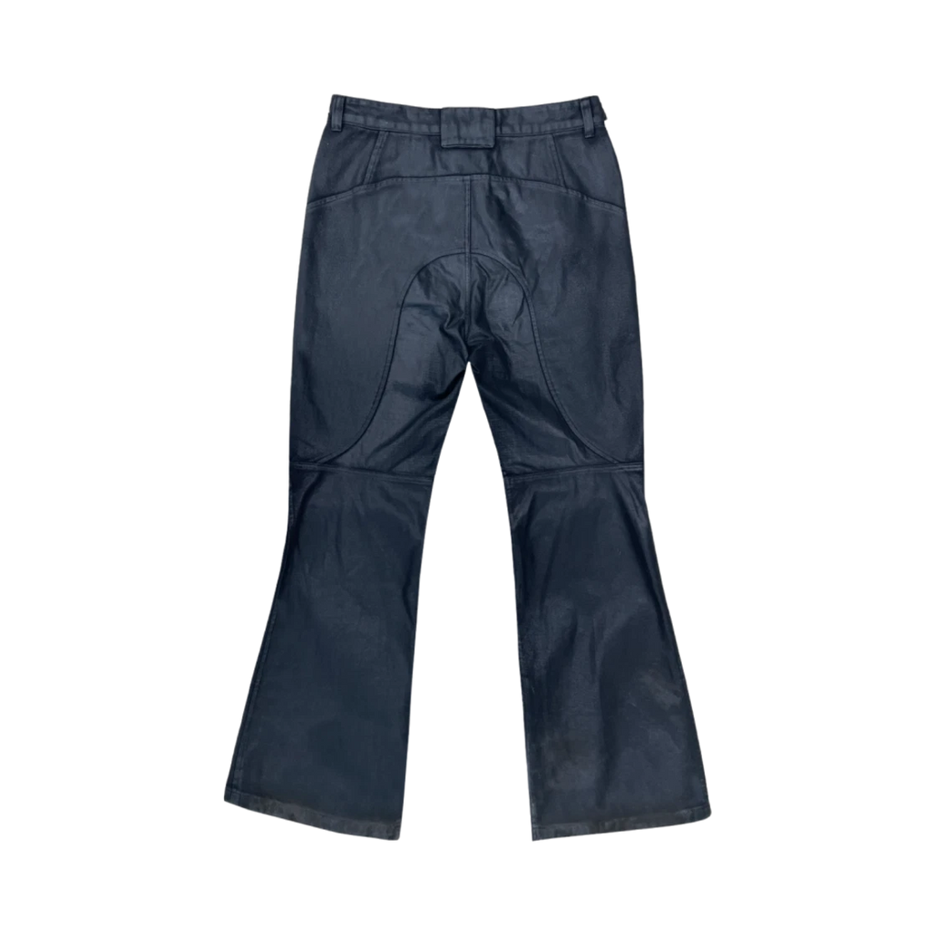 PROJECT G/R COATED BIKER ARMOURED FLARE PANTS BLACK