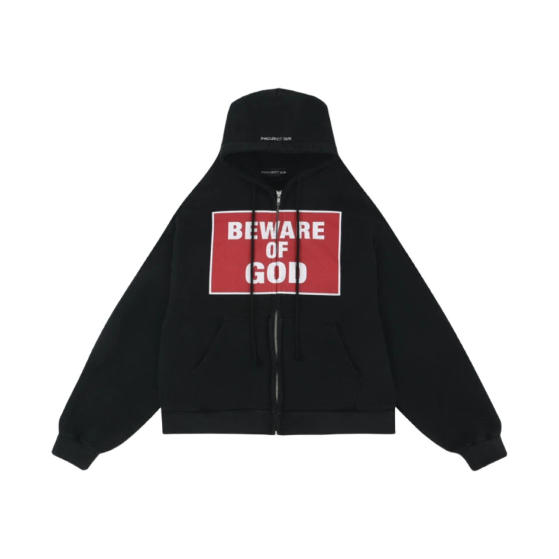 PROJECT G/R BEWARE OF GOD ZIP HOODIE BLACK