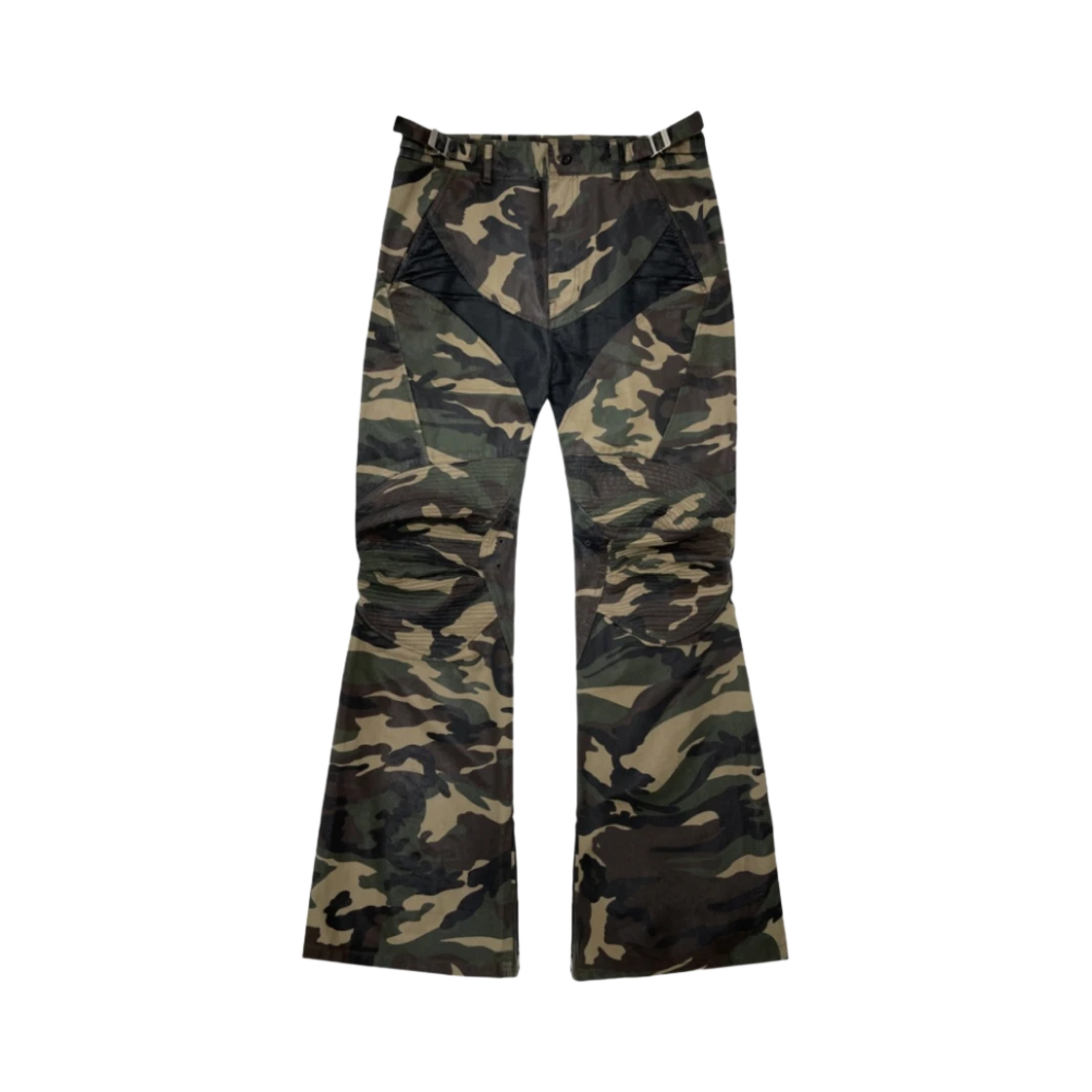 PROJECT G/R COATED BIKER ARMOURED FLARE PANTS CAMO