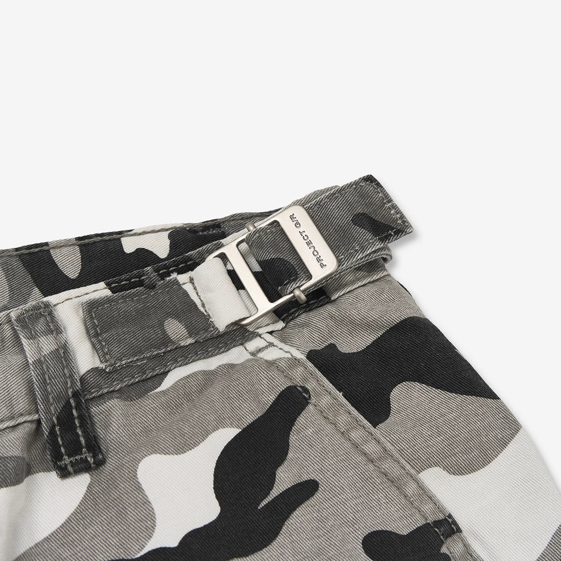 PROJECT G/R X MFM333 LAYERED SKIRT CAMO CARGO SHORTS MULTI CAMO