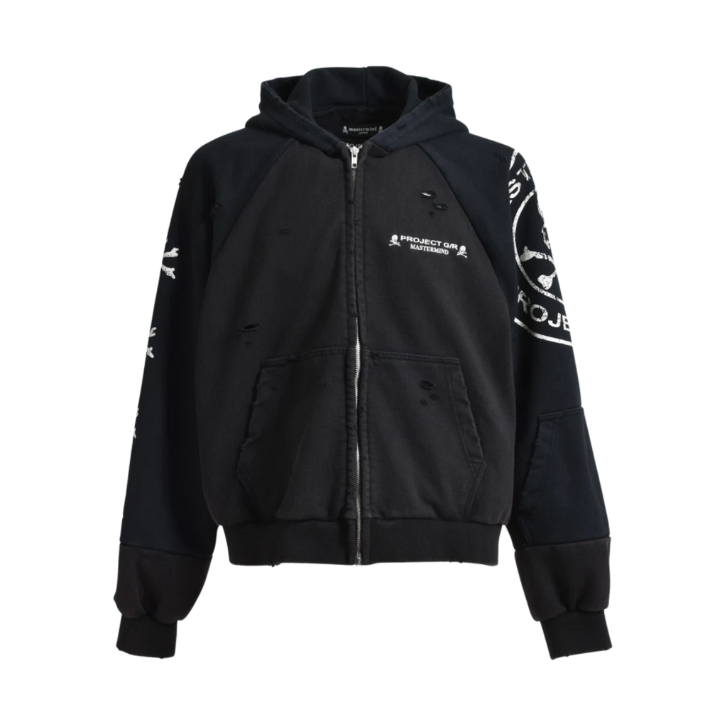 PROJECT G/R X MASTERMIND RECONSTRUCTED FOLDED HOOD ZIP BLACK