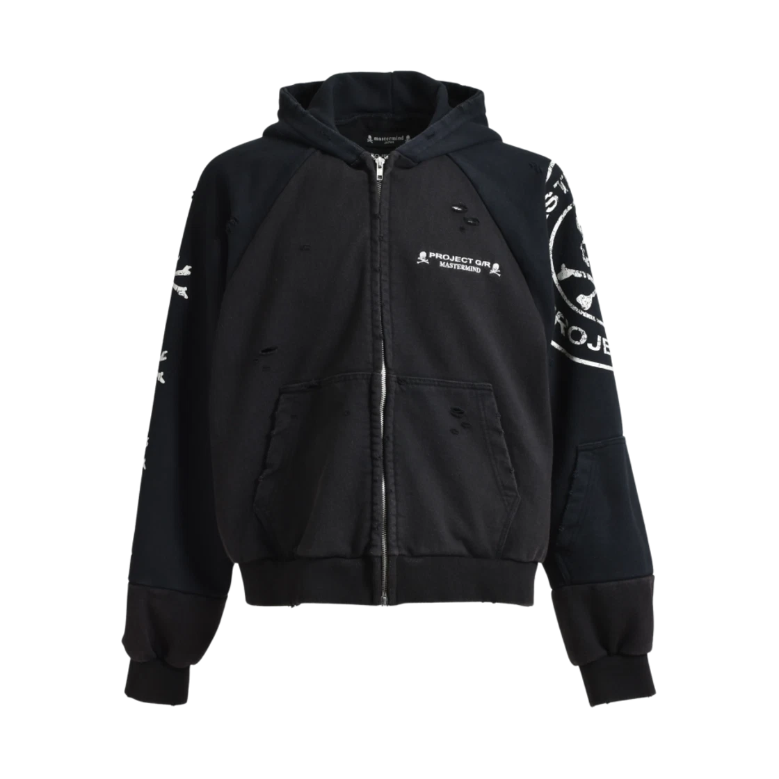 PROJECT G/R X MASTERMIND RECONSTRUCTED FOLDED HOOD ZIP BLACK