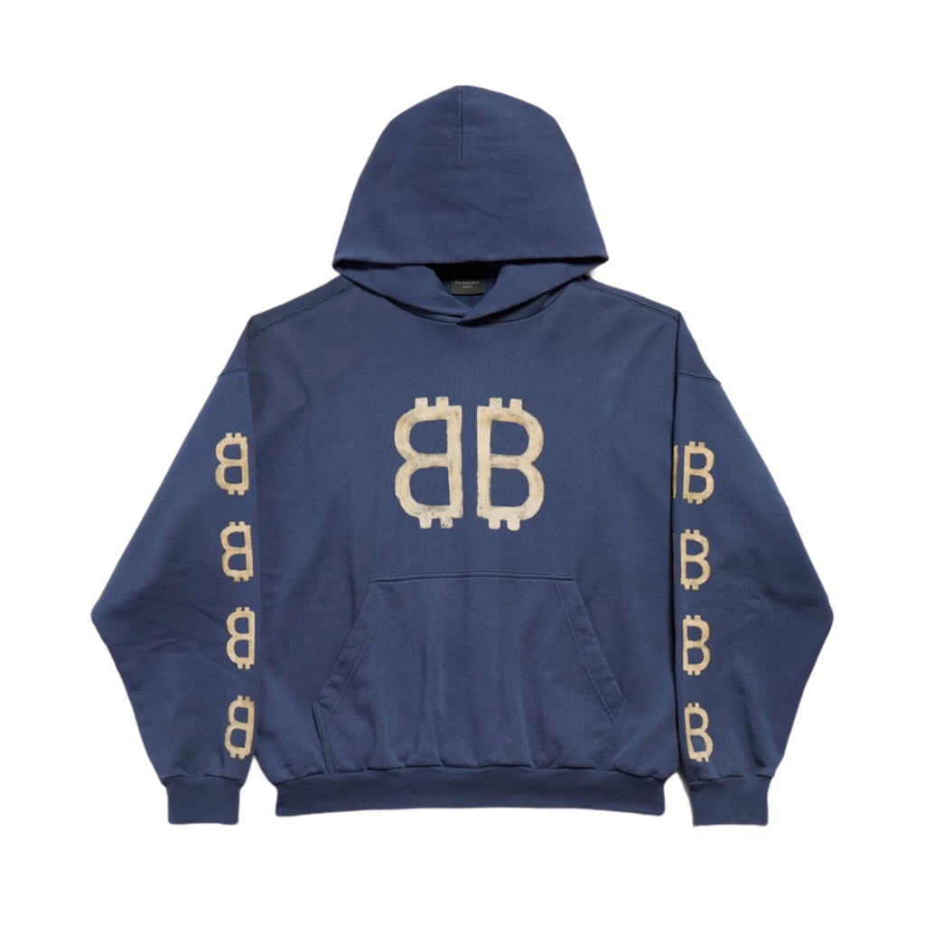 BALENCIAGA CRYPTO HOODIE MEDIUM FIT BLUE
