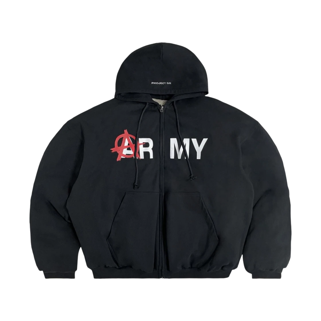 PROJECT G/R REVERSIBLE HOODED PUFFER JACKET BLACK