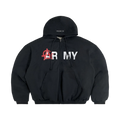 PROJECT G/R REVERSIBLE HOODED PUFFER JACKET BLACK
