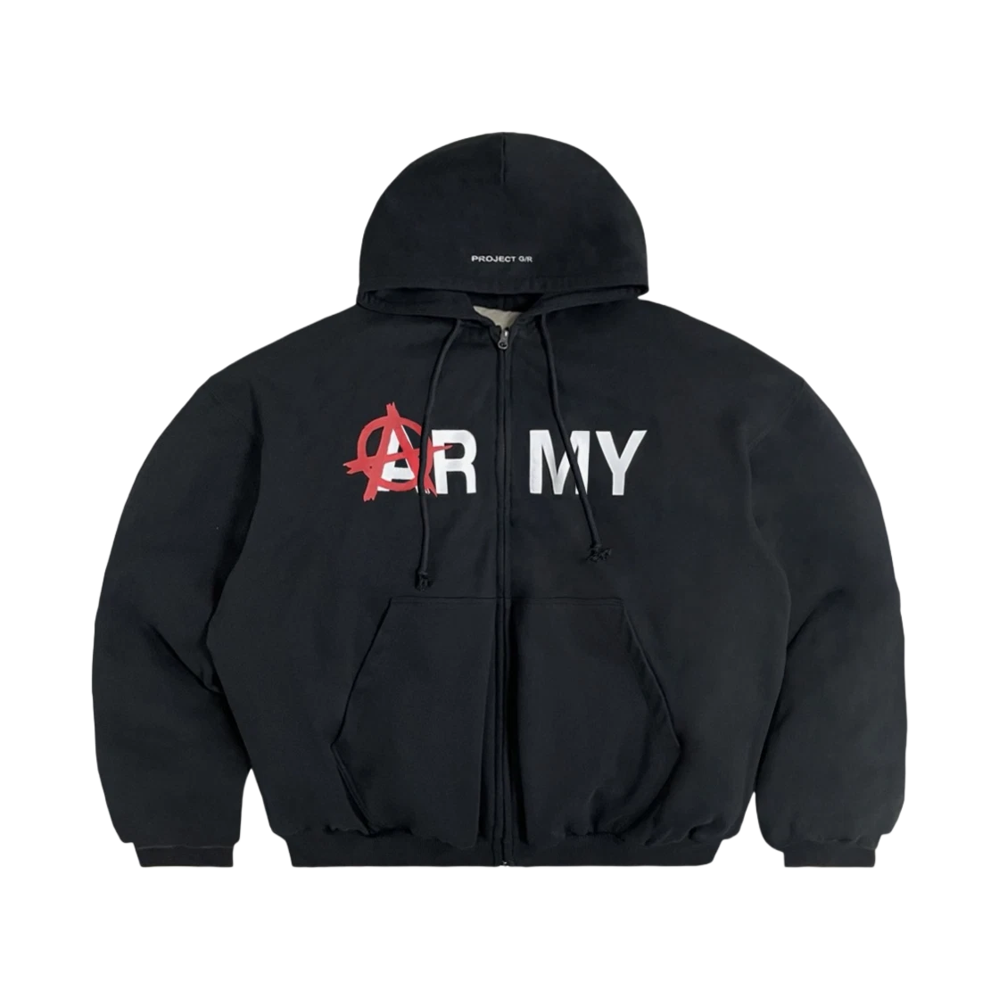 PROJECT G/R REVERSIBLE HOODED PUFFER JACKET BLACK