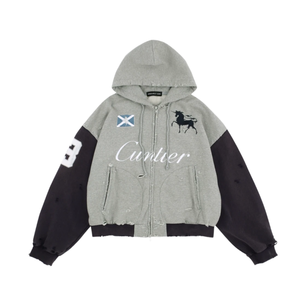 PROJECT G/R CUNTIER ZIP HOODIE MELANGE GREY
