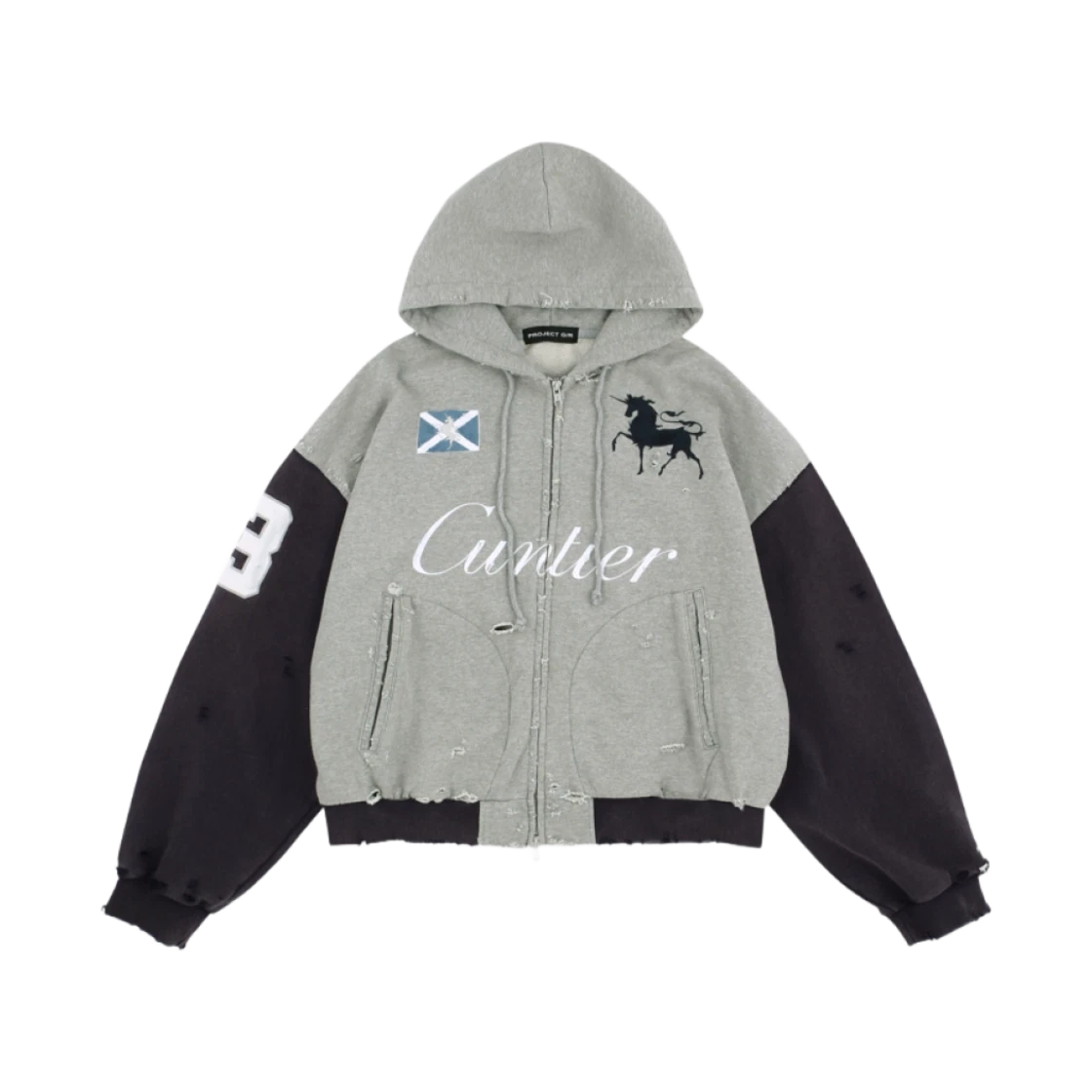 PROJECT G/R CUNTIER ZIP HOODIE MELANGE GREY